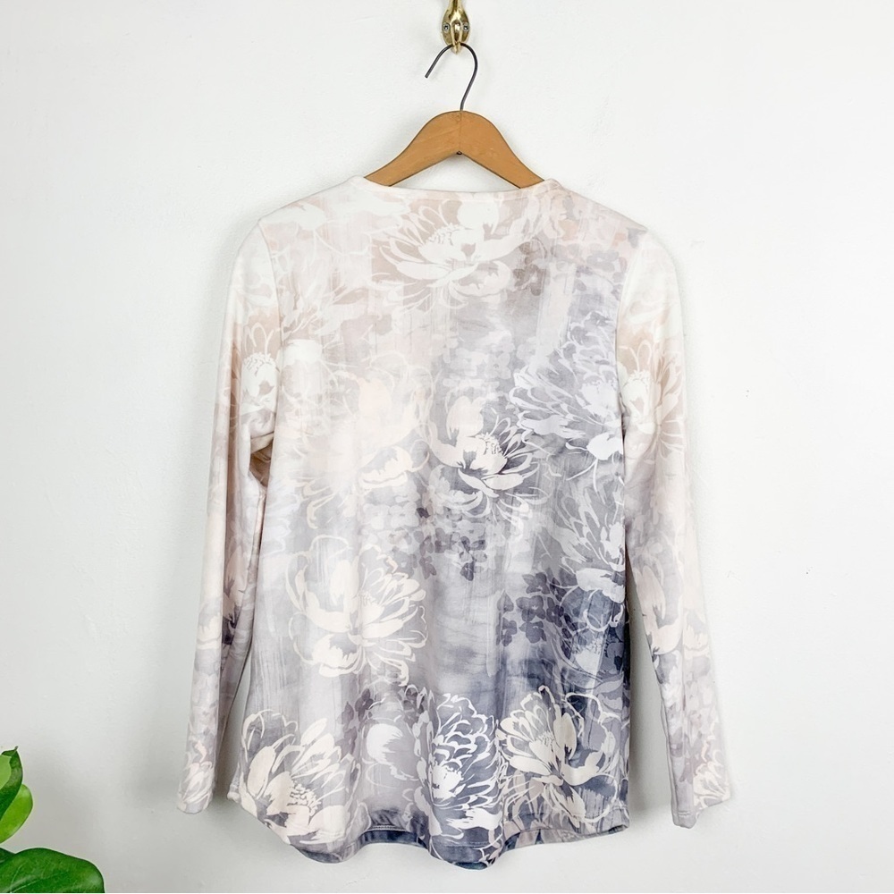 Soft Surroundings Corrina Fleece Floral Print Half Zip Sweater Sz XS - Picture 2 of 5